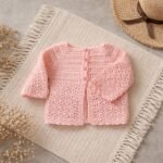 Blush Pink Crochet Baby Cardigan with Textured Pattern