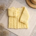 Pastel Yellow Crochet Baby Cardigan with Button Closure