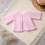 Pink Crochet Baby Girl Cardigan with Flared Hem